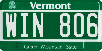 VT license plate WIN806