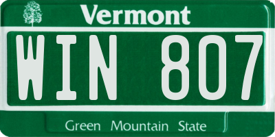 VT license plate WIN807