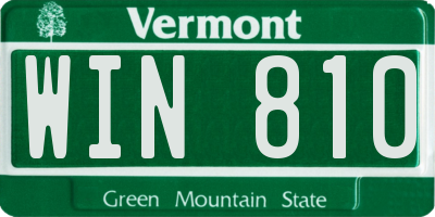 VT license plate WIN810