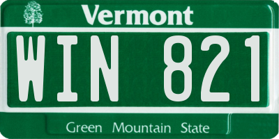 VT license plate WIN821