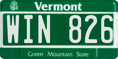 VT license plate WIN826