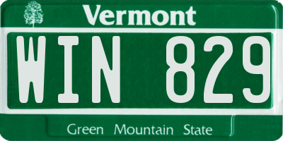 VT license plate WIN829