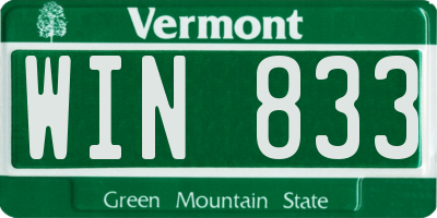 VT license plate WIN833