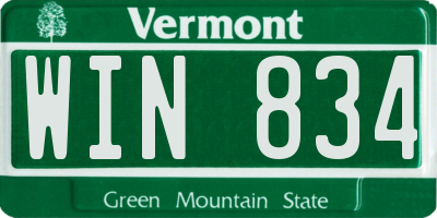 VT license plate WIN834