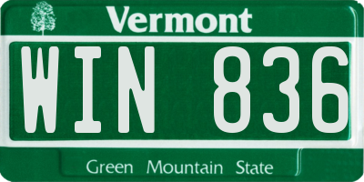 VT license plate WIN836