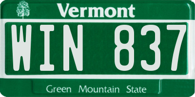 VT license plate WIN837