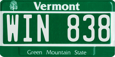 VT license plate WIN838