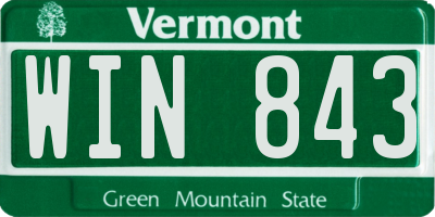 VT license plate WIN843
