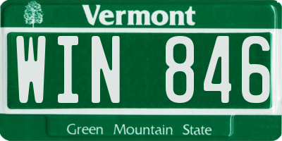 VT license plate WIN846