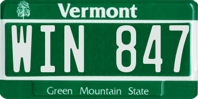 VT license plate WIN847