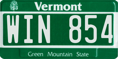 VT license plate WIN854