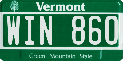 VT license plate WIN860
