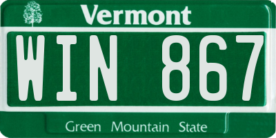 VT license plate WIN867