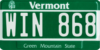 VT license plate WIN868