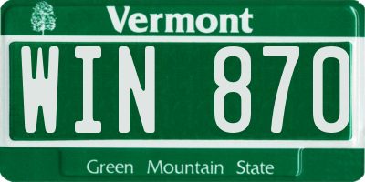 VT license plate WIN870