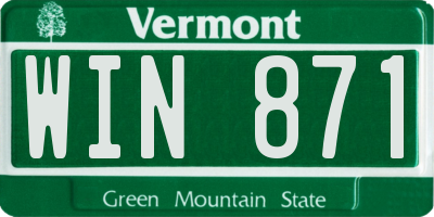 VT license plate WIN871