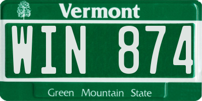 VT license plate WIN874