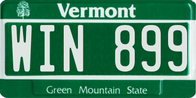 VT license plate WIN899
