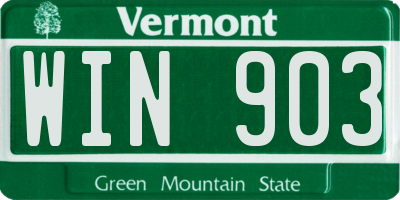 VT license plate WIN903