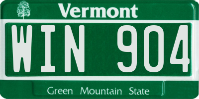 VT license plate WIN904