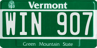 VT license plate WIN907