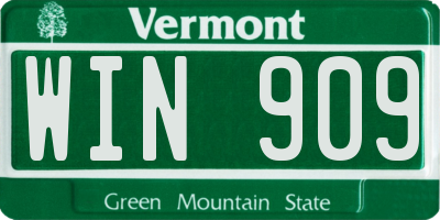 VT license plate WIN909