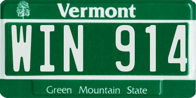 VT license plate WIN914