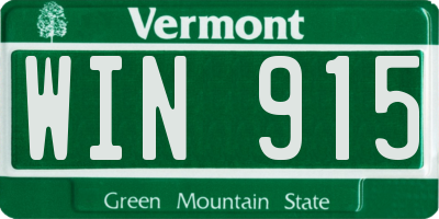VT license plate WIN915