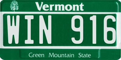 VT license plate WIN916
