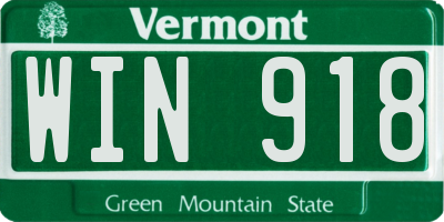 VT license plate WIN918