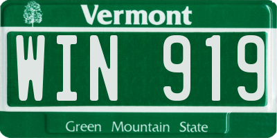 VT license plate WIN919