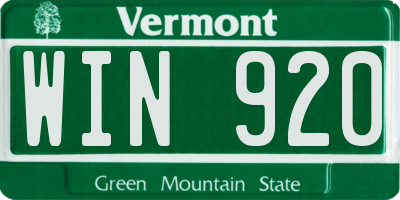 VT license plate WIN920