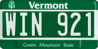 VT license plate WIN921