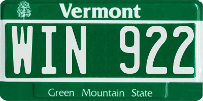VT license plate WIN922
