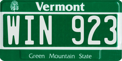 VT license plate WIN923