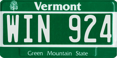 VT license plate WIN924