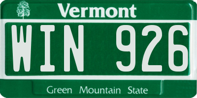 VT license plate WIN926