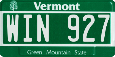 VT license plate WIN927