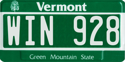 VT license plate WIN928