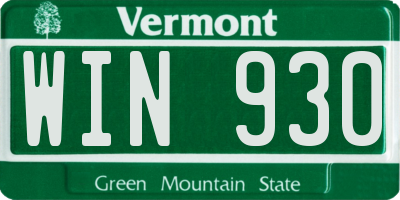 VT license plate WIN930