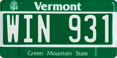 VT license plate WIN931