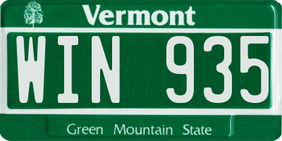 VT license plate WIN935