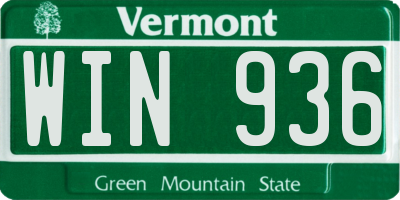 VT license plate WIN936