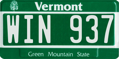 VT license plate WIN937