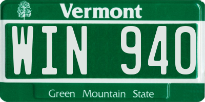 VT license plate WIN940