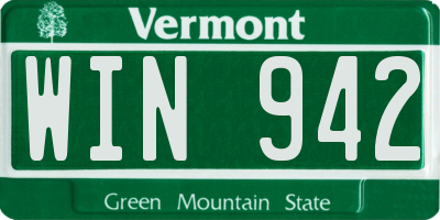VT license plate WIN942