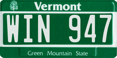 VT license plate WIN947