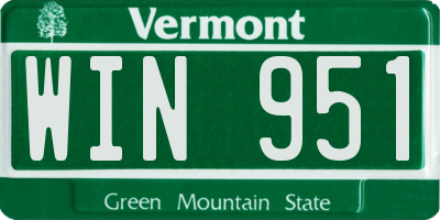 VT license plate WIN951