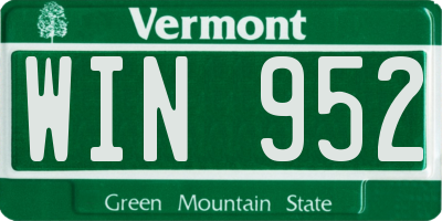 VT license plate WIN952