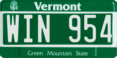 VT license plate WIN954